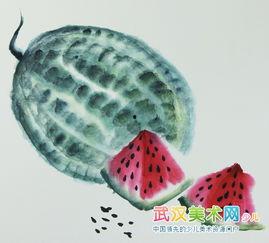 吃瓜的娃娃国画,一幅别具一格的国画佳作